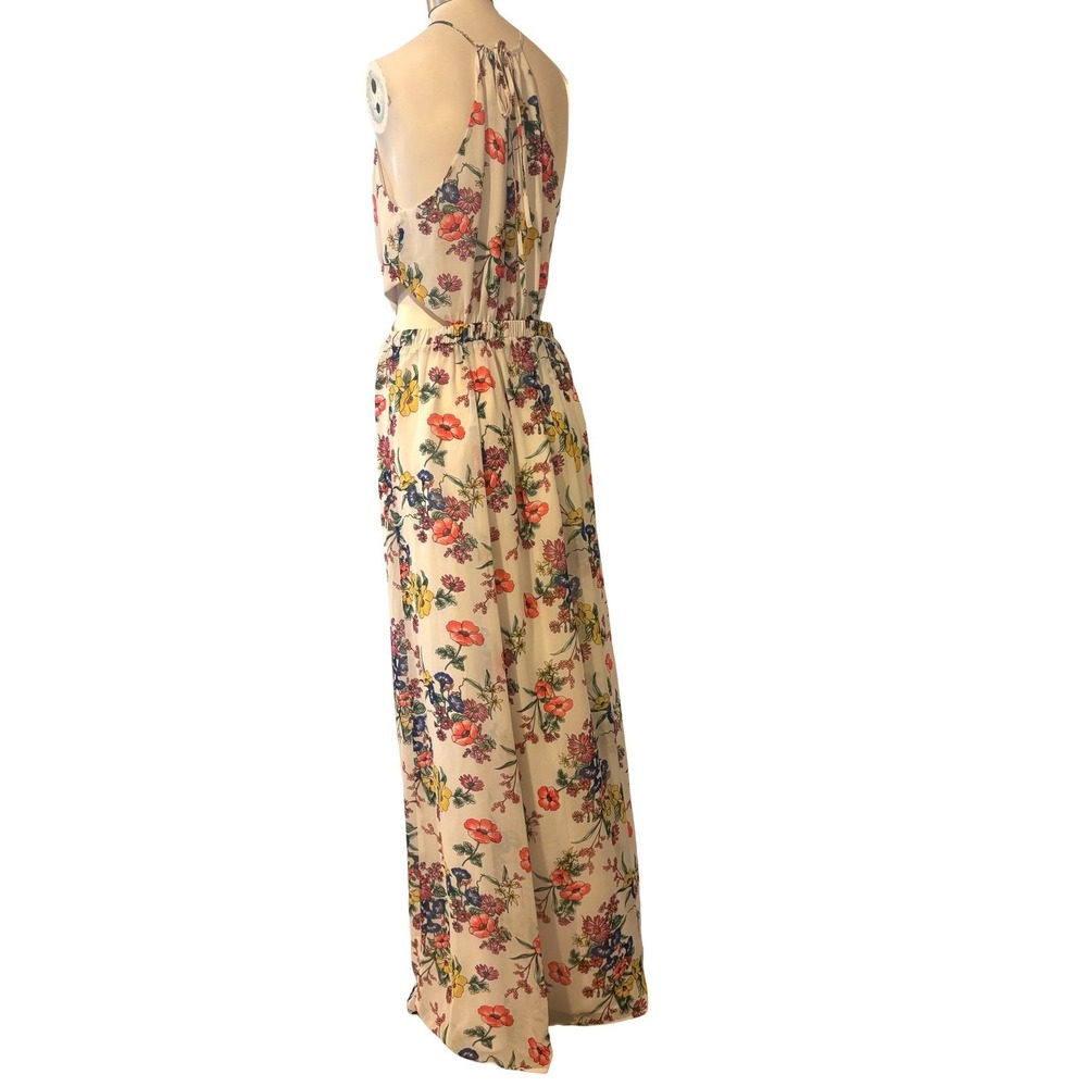 Express Floral Halter Maxi Dress Side Cutout Keyhole Boho Summer Wedding Size M - Picture 6 of 14